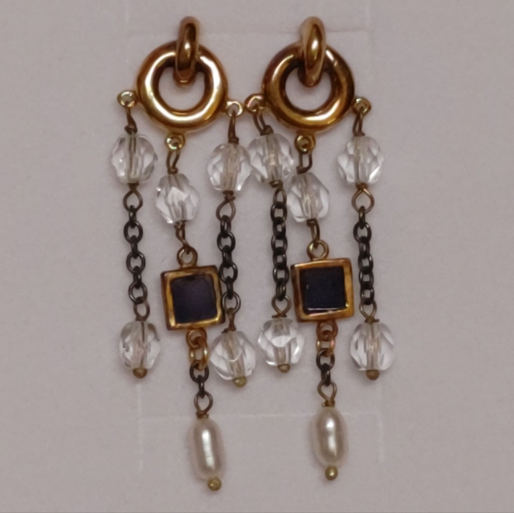 Vintage MMA CHMF Louis Comfort Tiffany Byzantine Revival Pearl Drop Earrings